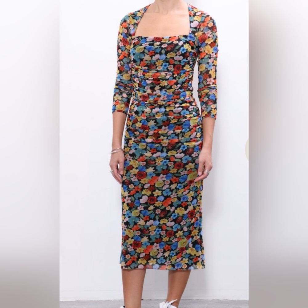 GANNI   Print mesh dress